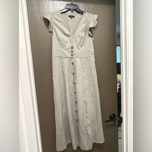 Quince Vintage Wash Tencel Button Front Midi Dress - like new condition
